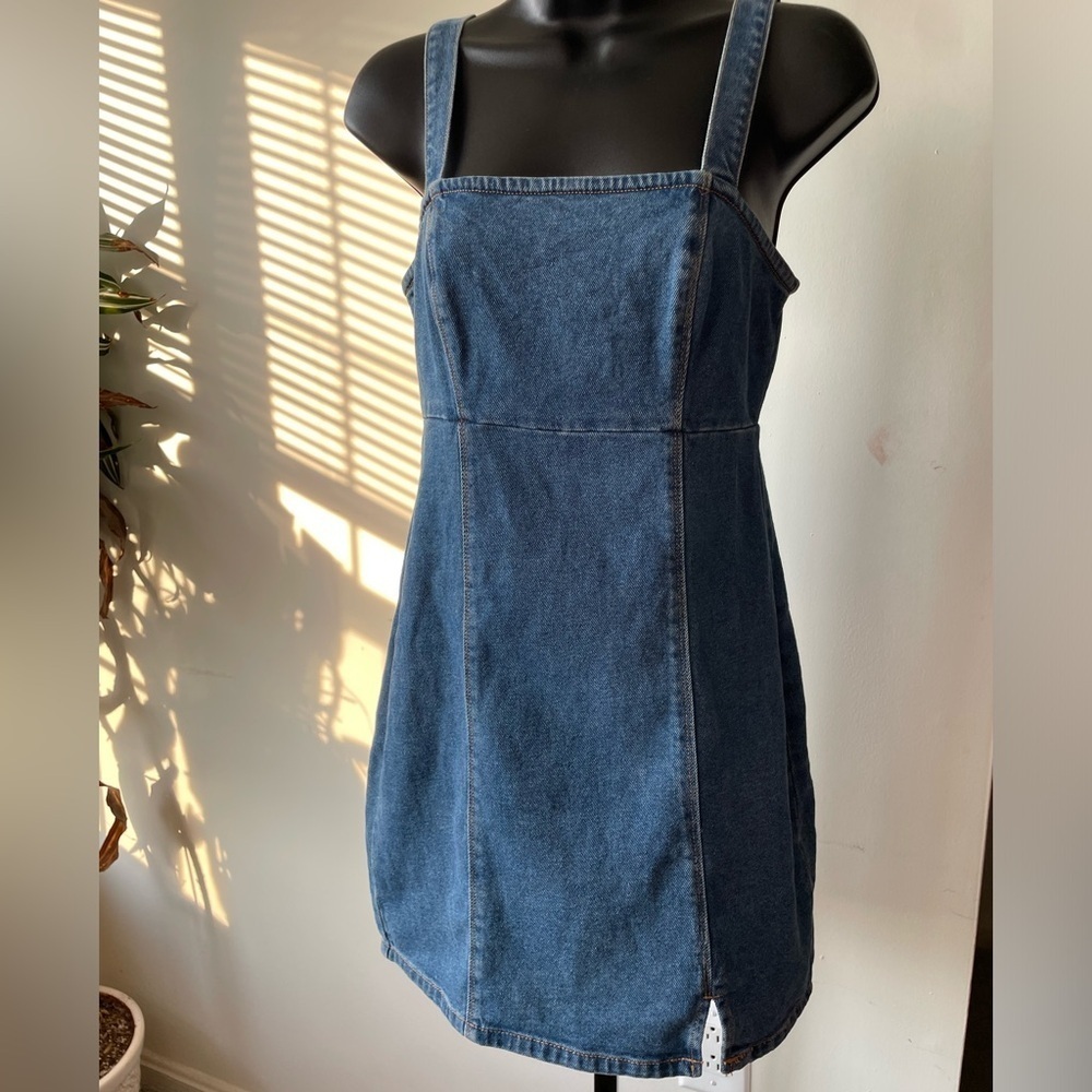 Hollister|| A-Line Denim Mini Zip Up Sleeveless Dress, Worn Once Size XS